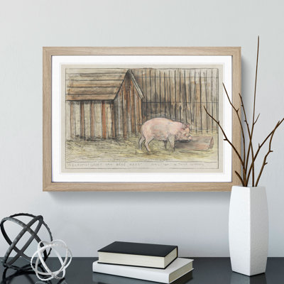 Pig in a Farm by Theo Van Hoytema - Framed Print