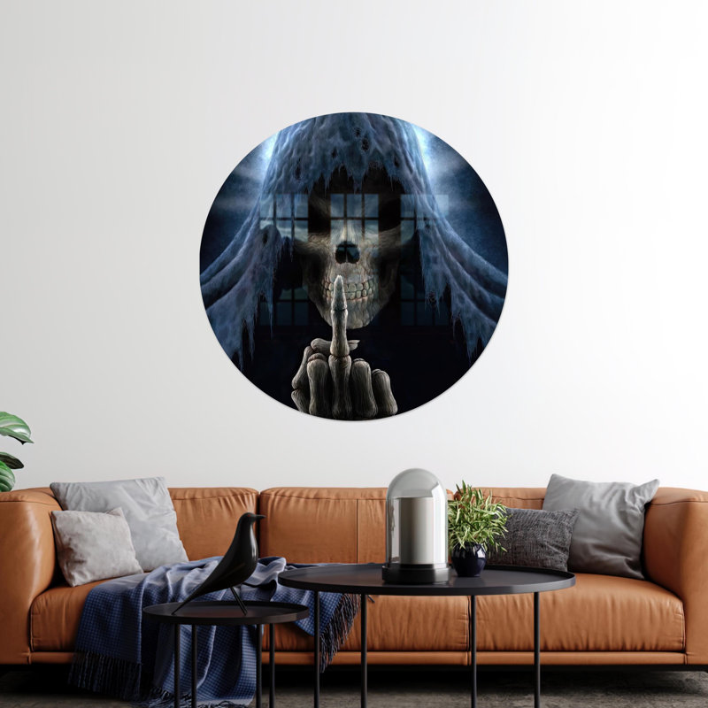 Modern Customizable Skull Print on Glass for Unique Home Decor and Personalized Gifting, 17.7" H x 11.8" W