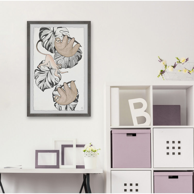 Dumais Monkey and Sloths Palms Framed Print, 24" H x 16" W x 1.5" D
