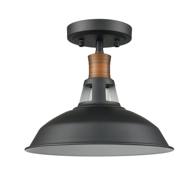 Tiffiny Semi Flush Mount, Black/Gold