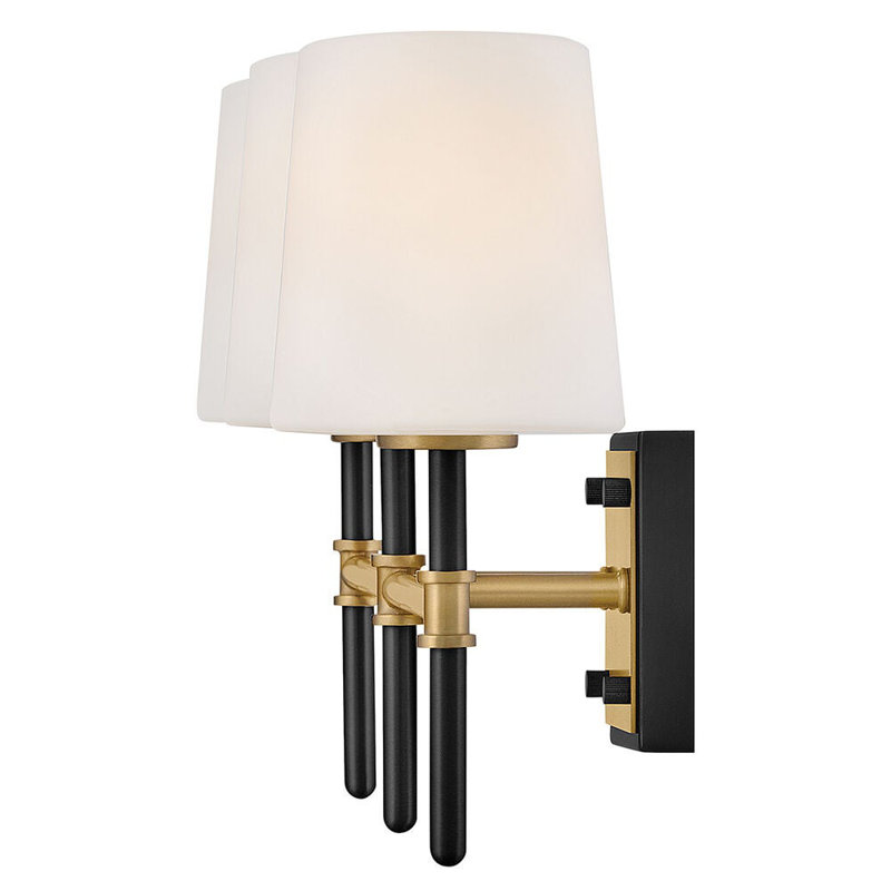 Saunders 3 - Light Bath Sconce, Black/Lacquered Brass