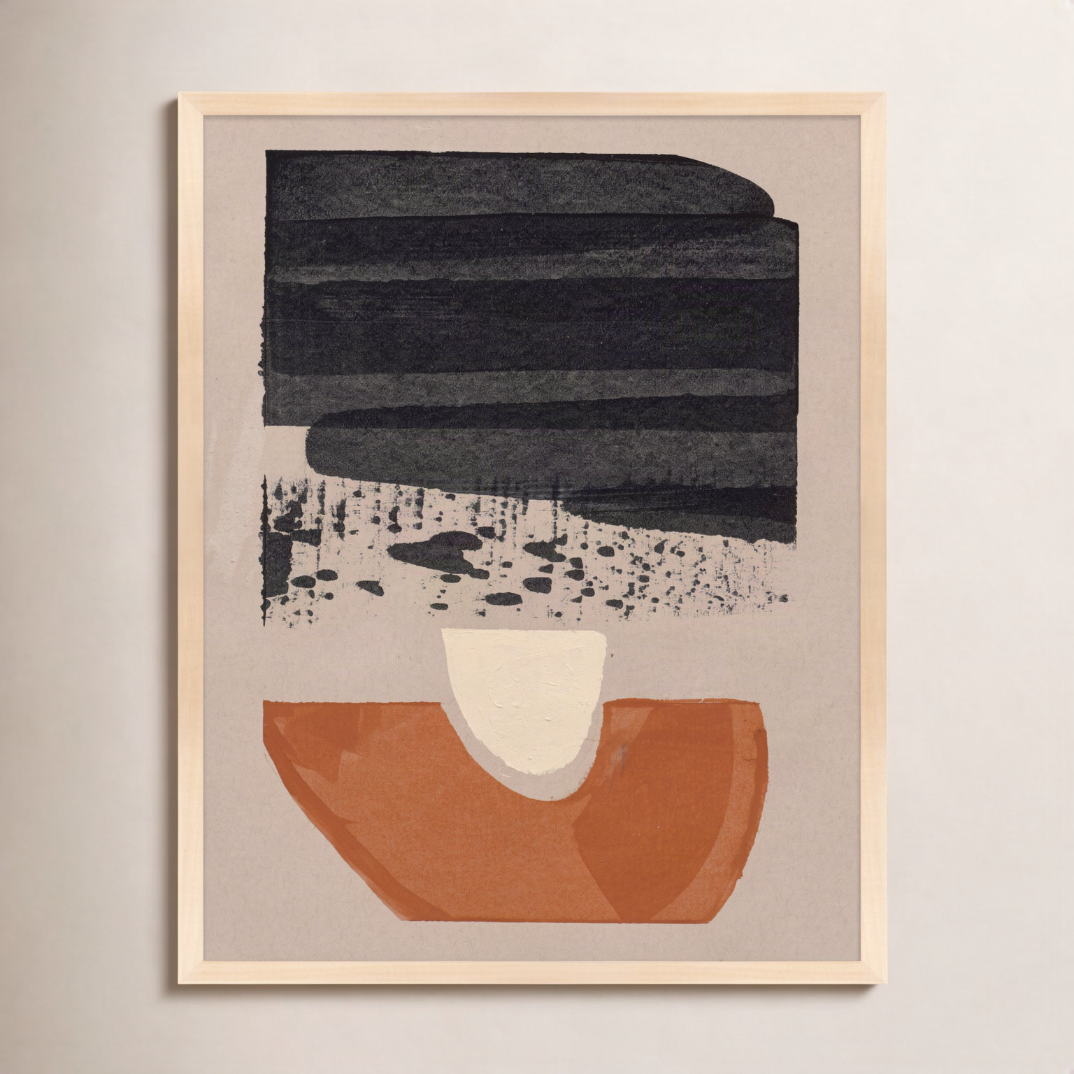 Madeline "Orange is New Black 3" Painting, 38" H x 30" W x 1.25" D, Brown Framed