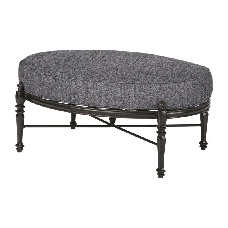Grand Terrace Outdoor Ottoman, Cast Slate Sunbrella® Plainweave, Vintage