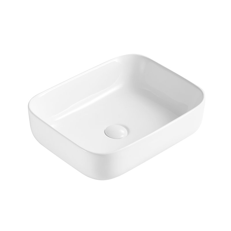 Lavabo de comptoir rectangulaire en céramique H 5,91 po avec deux résistances aux taches, résistant aux rayures et aux fuites, Basin
