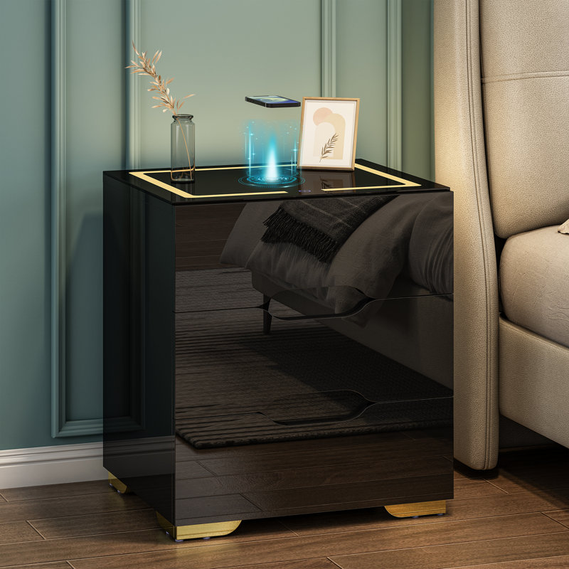 Table de chevet Emmariah, Noir / Noir