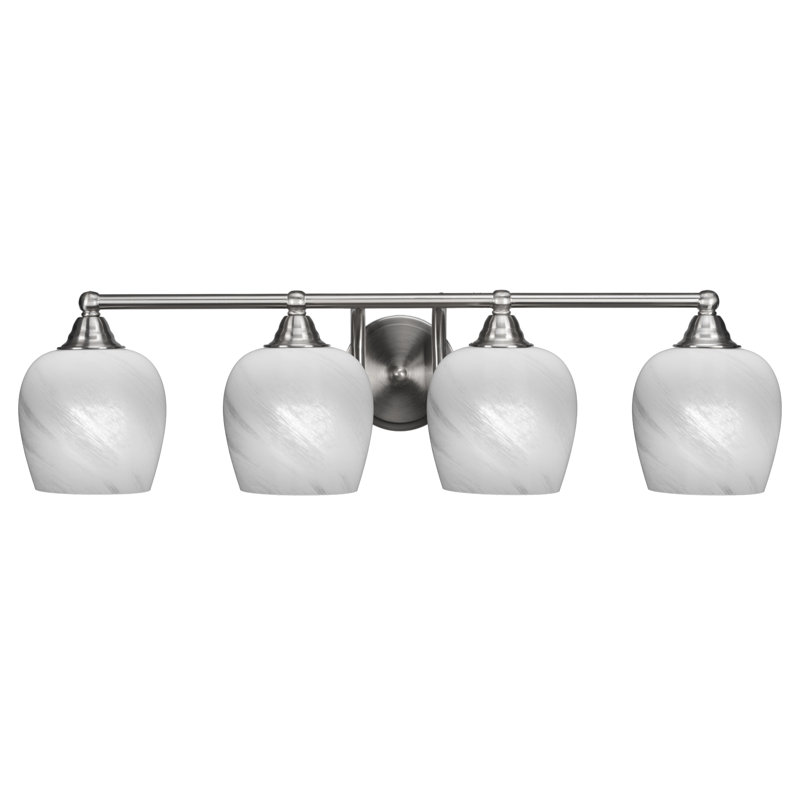Barre d'éclairage de salle de bain 4 lumières Michell, Nickel brossé