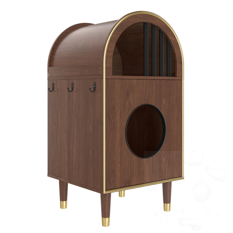 Enceinte de litière pour chat à 2 niveaux avec arche