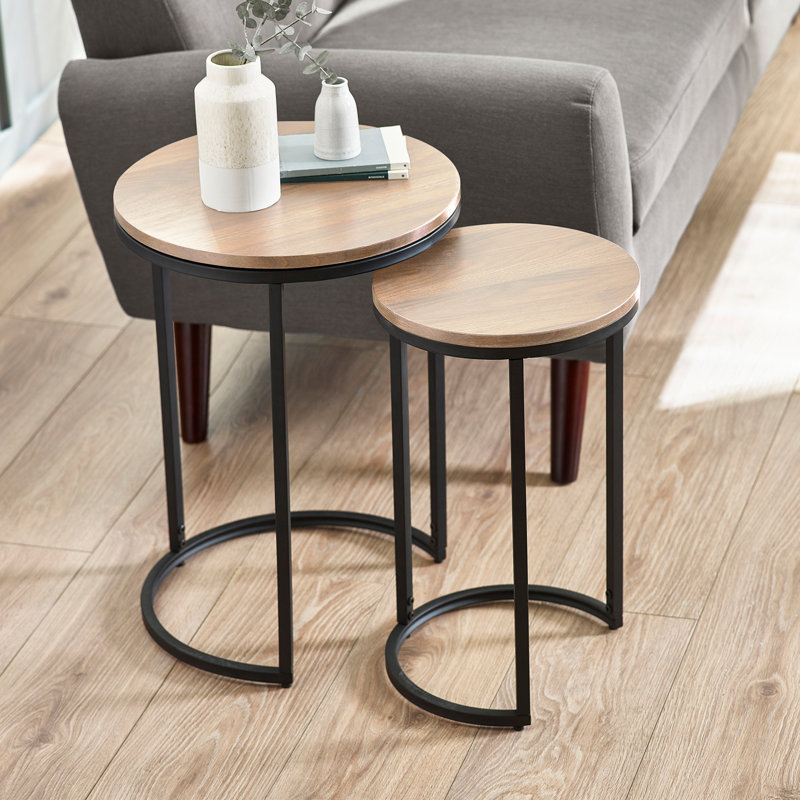 Aeris Round Nesting Tables, Sonoma Oak