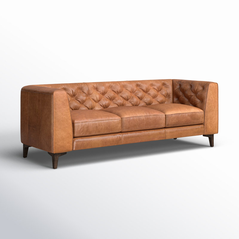 Peale 89'' Full-Grain Genuine Italian Leather Sofa, Cognac Tan