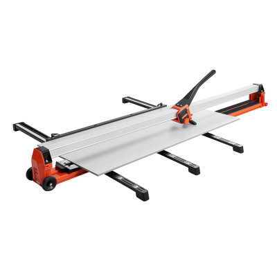 63-Inch Manual Tile Cutter, Upgraded Rail and Sliding Head, Precision Alignment Guide, Tungsten Carbide Cutting Wheel, Support Legs with Swivel Wheels, for DIY Pros, Ceramic, Floor, Wall Tiles