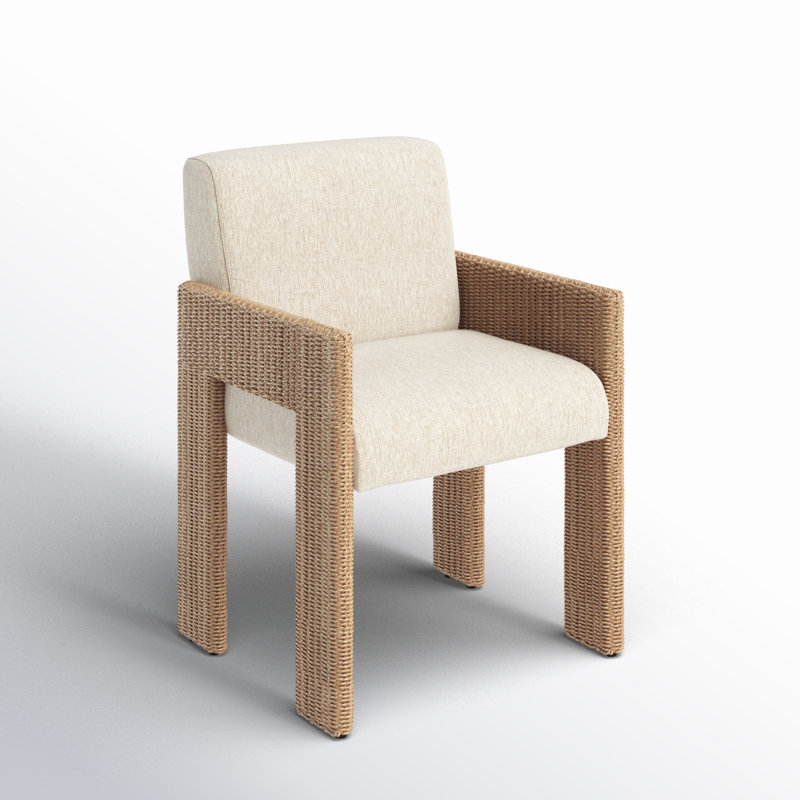 Amur Outdoor Dining Armchair, Light Brown, Cream