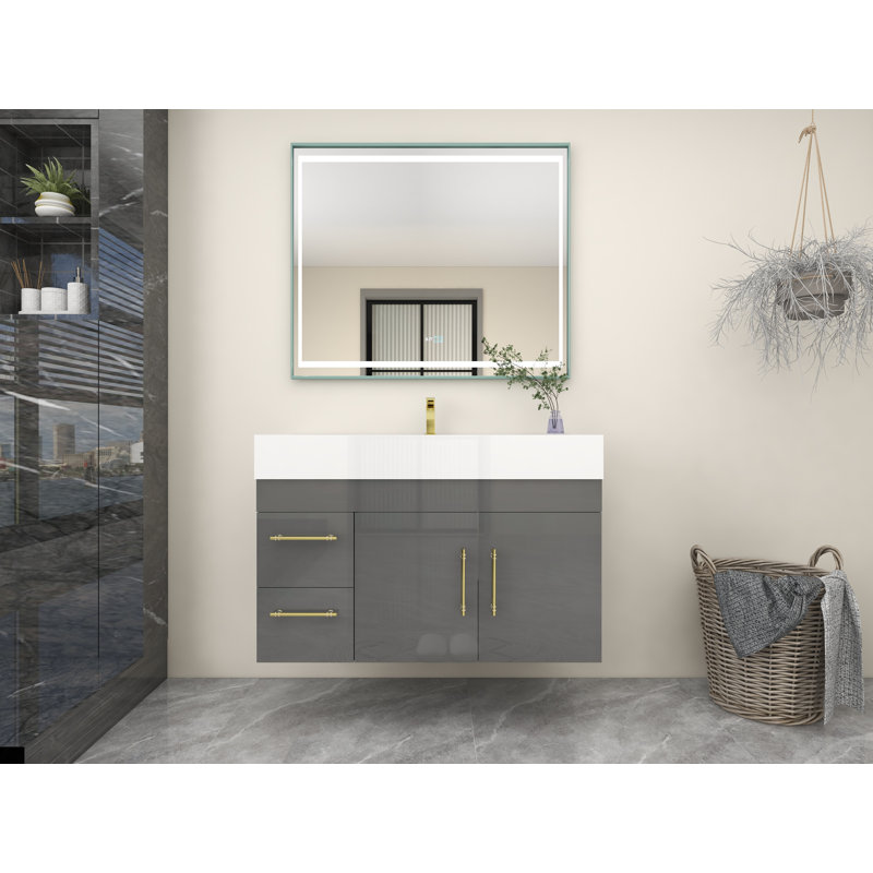 Ensemble de meuble-lavabo simple 42 po, Gris ultrabrillant