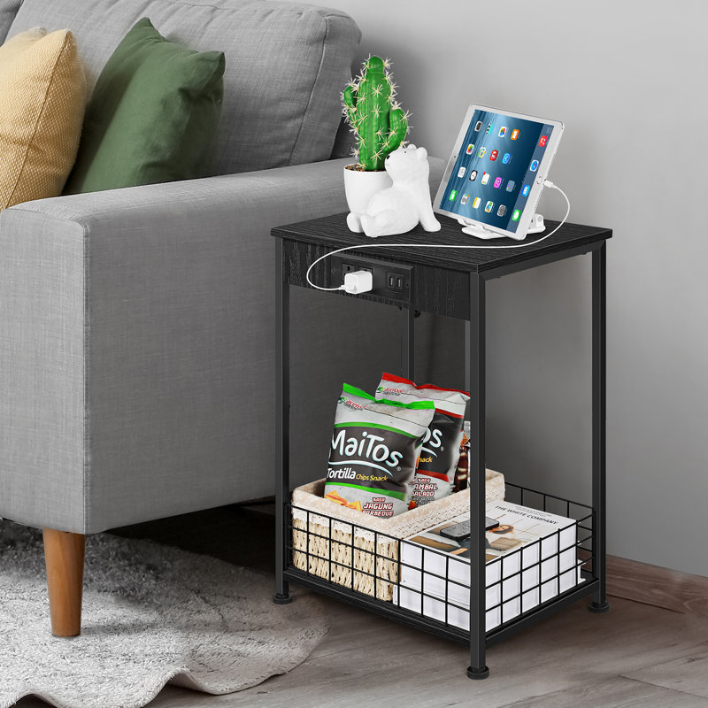 Rukaya Top End Table with Storage, Black