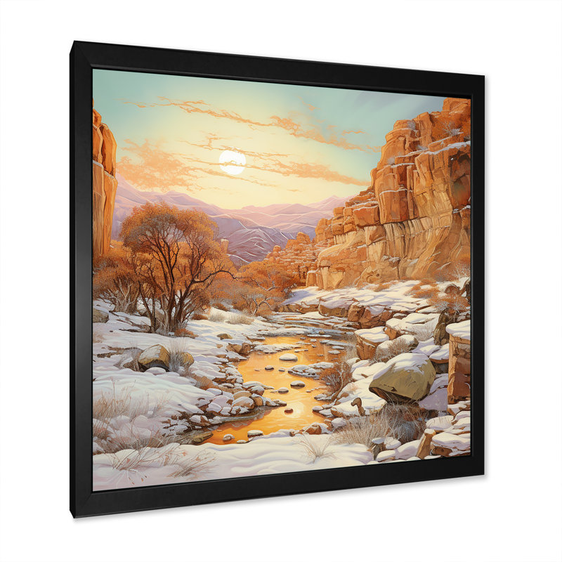 Canyon Winter Scenery I sur toile, H 36 po x l 36 po x P 1,5 po, Cadre simple noir