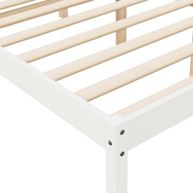 Bed Frame Solid Wood, White, 140.5 x 195.5 cm