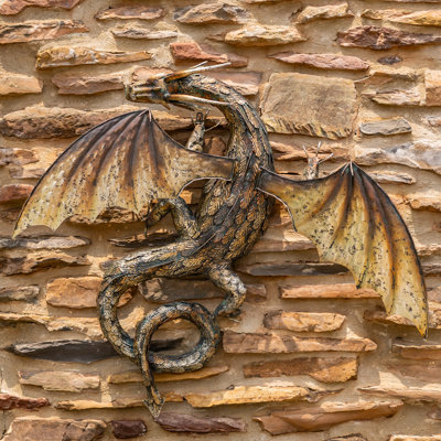 32.75" Tall Metal Serpentine Dragon Wall Decoration "Shesha" (Left)