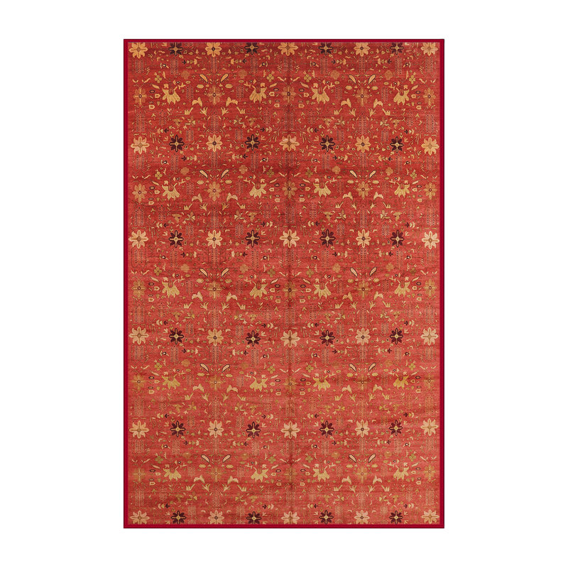 Tapis géométrique rouge / beige, Rectangle 7 pi x 10 pi