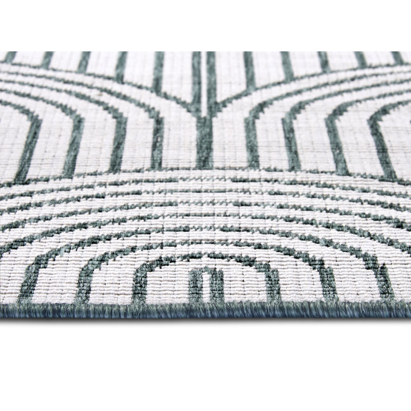 Pangli Machine Woven Green/White Indoor/Outdoor Rug, Rectangle 160 x 230cm