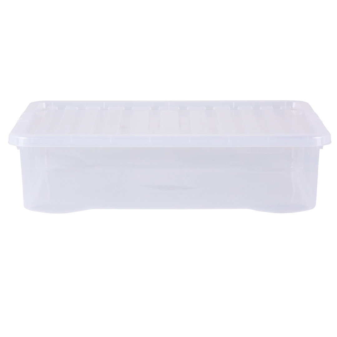 Wham Crystal 46L Plastic Storage Box Pack of 4 Clear