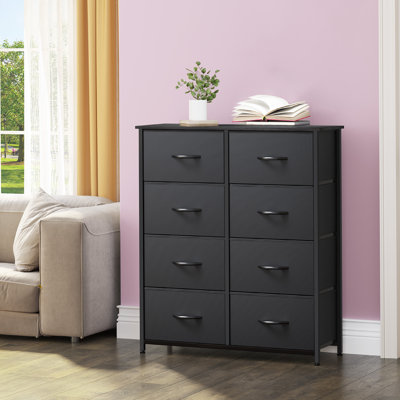 Kathiria 8 Drawer Double Fabric Dresser with Wood Grain Prints
