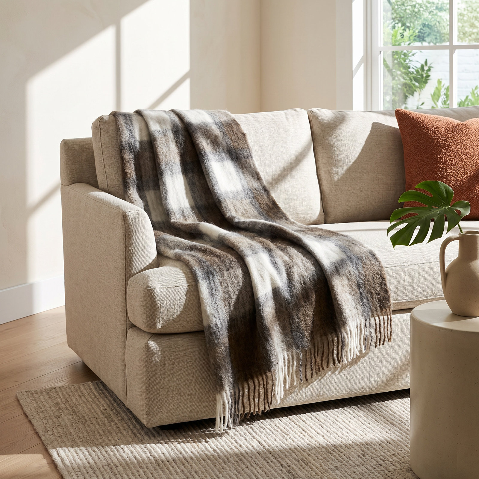 Kennon Handwoven Wool Throw Blanket, Friesian Plaid