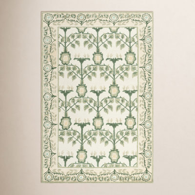 Ivory Sage Hand-Tufted Floral Wool Rug