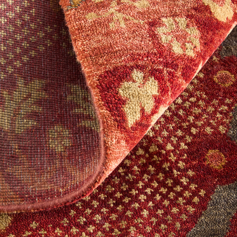 Tapis floral et botanique Vivendi, Rouge, Rectangle 9 pi 6 po x 13 pi 6 po