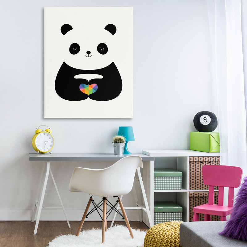 Art mural sur toile Panda & Geometric Heart, design par Andy Westface, H 48 po x l 36 po
