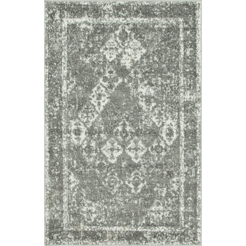 Tapis gris de style Walmoor, Rectangle 4 pi 1 po x 6 pi 1 po