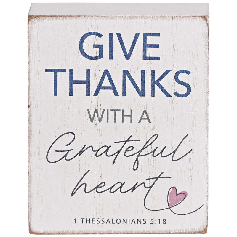 Tabletop Plaque Give Thanks White
