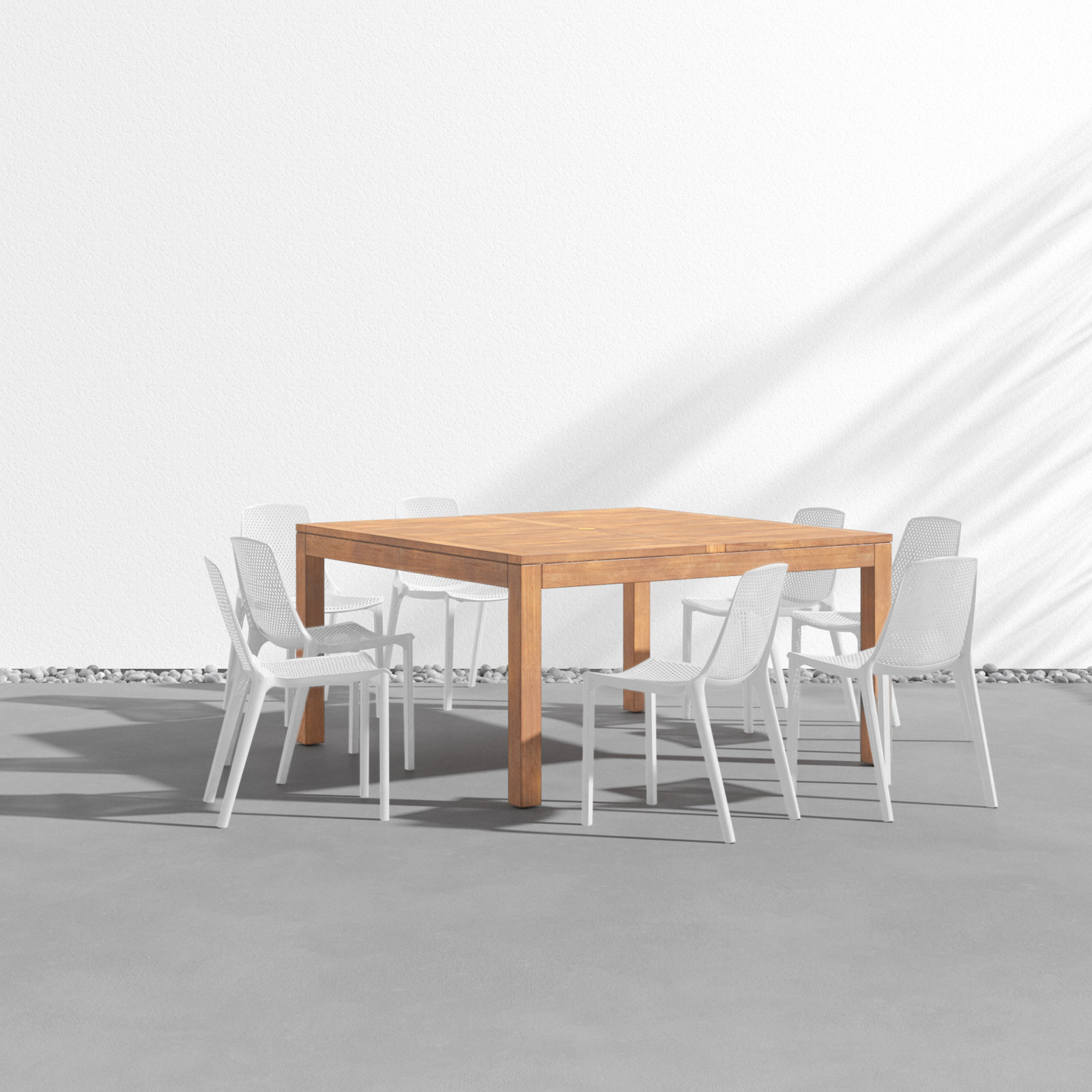 Anautica 59" Teak Patio Dining Set, White