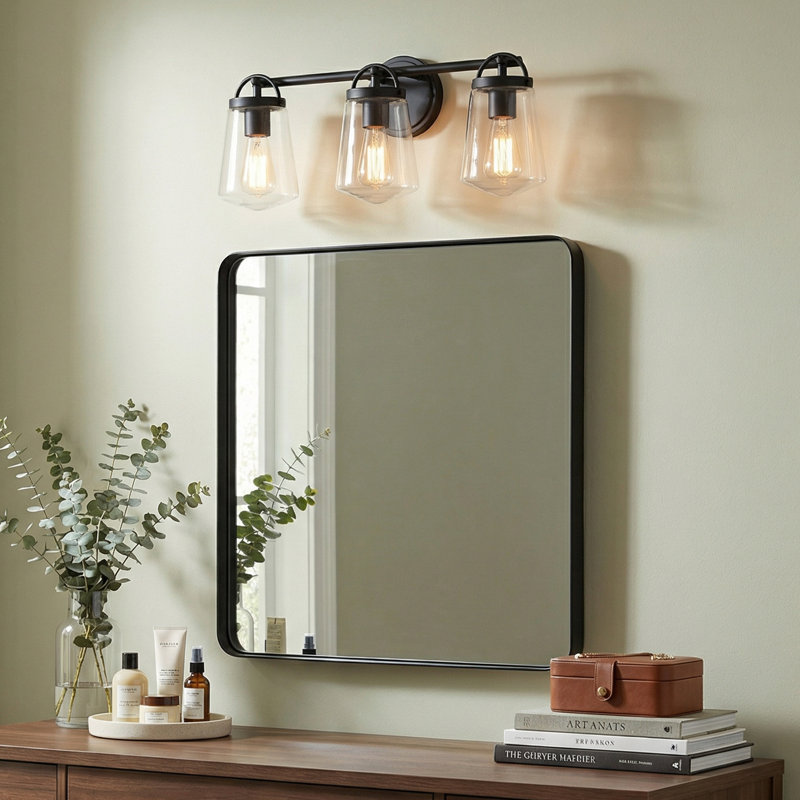 3-Light Dimmable Vanity Light, Matte Black