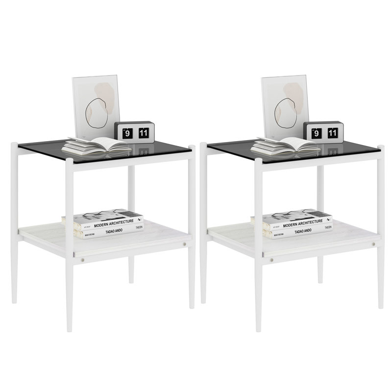 Ensemble de 3 tables basses et tables de bout, Blanc