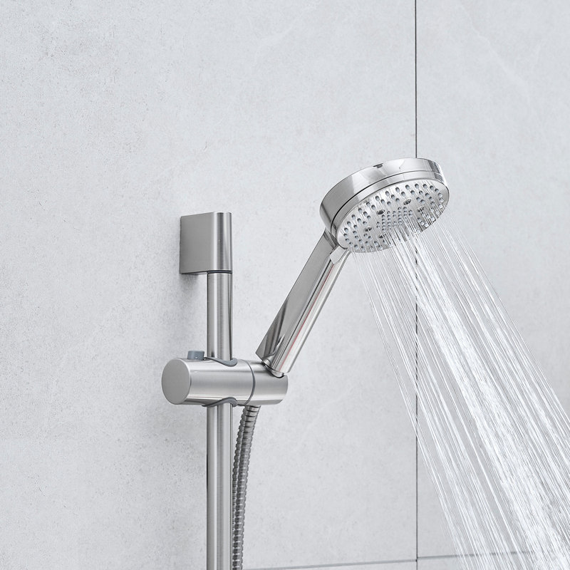 Pomme de douche noire matte pour salle de bain 10 po avec système de robinet mural à 5 jets et barre coulissante pour salle de bain