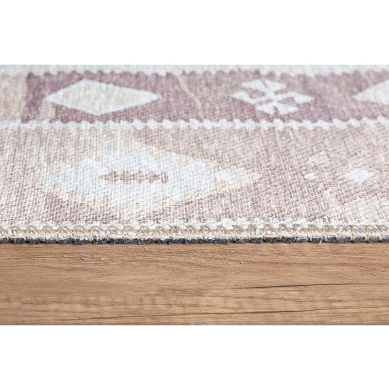 Tapis blanc / gris en polyester tissé à la main Mccabe, Rectangle 7 pi 7 po x 10 pi 10 po