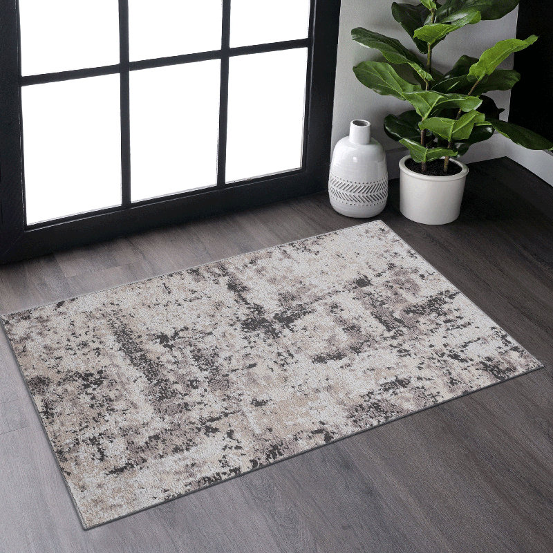 2X3 Area Rug Non-Shedding Stain Resistant Traditional For Accent Decor, Cream/Brown, Rectangle 2' x 3'
