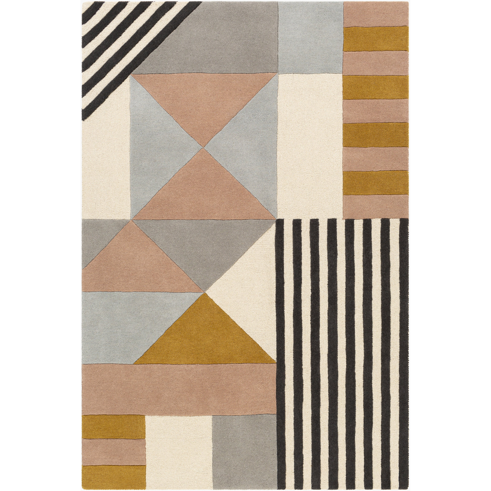 Laureate Cream Light Gray Hand-Tufted Wool Rug, Rectangle 8' x 10'