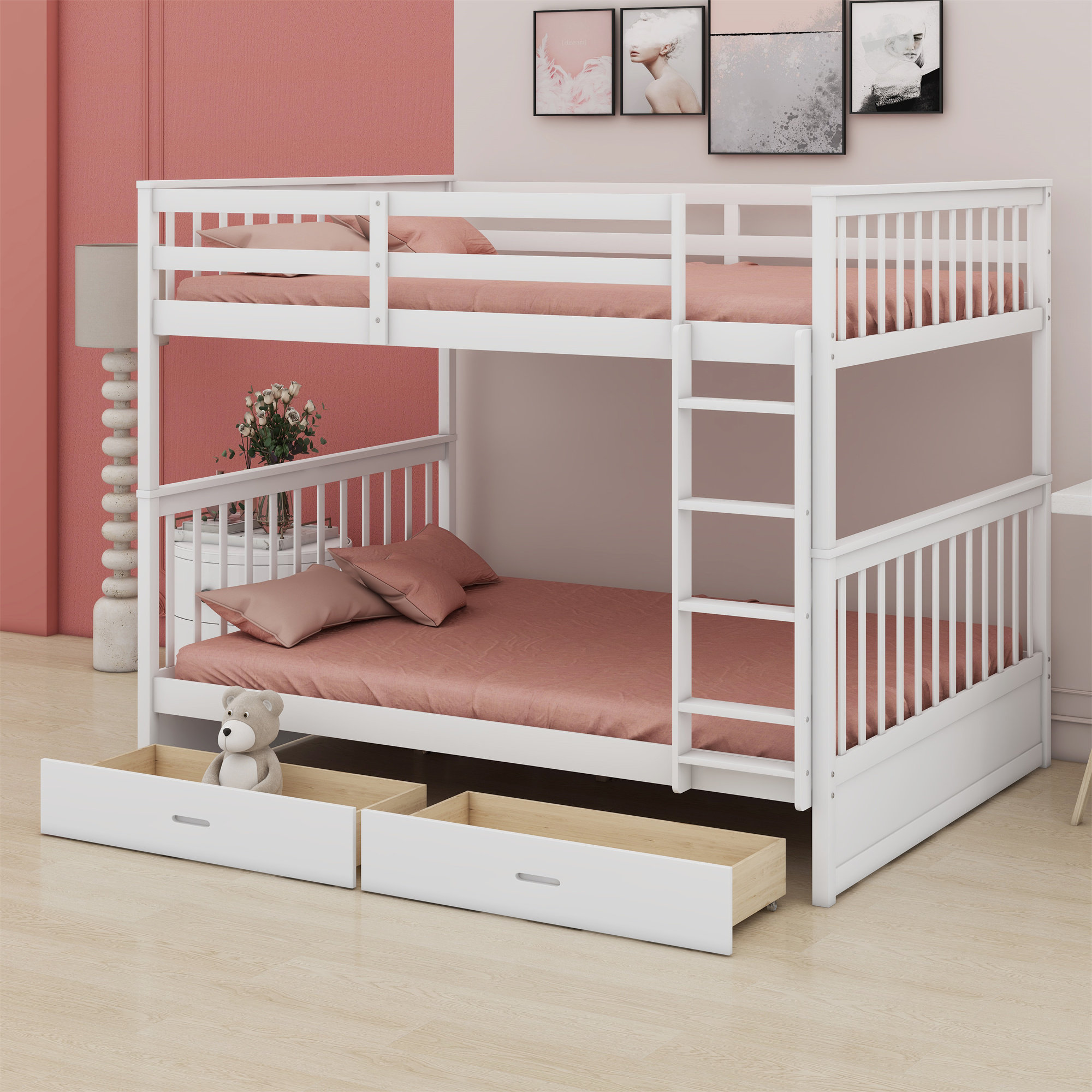 Harriet Bee Bunk Bed With Ladder And Two Storage Drawers - Wayfair Canada