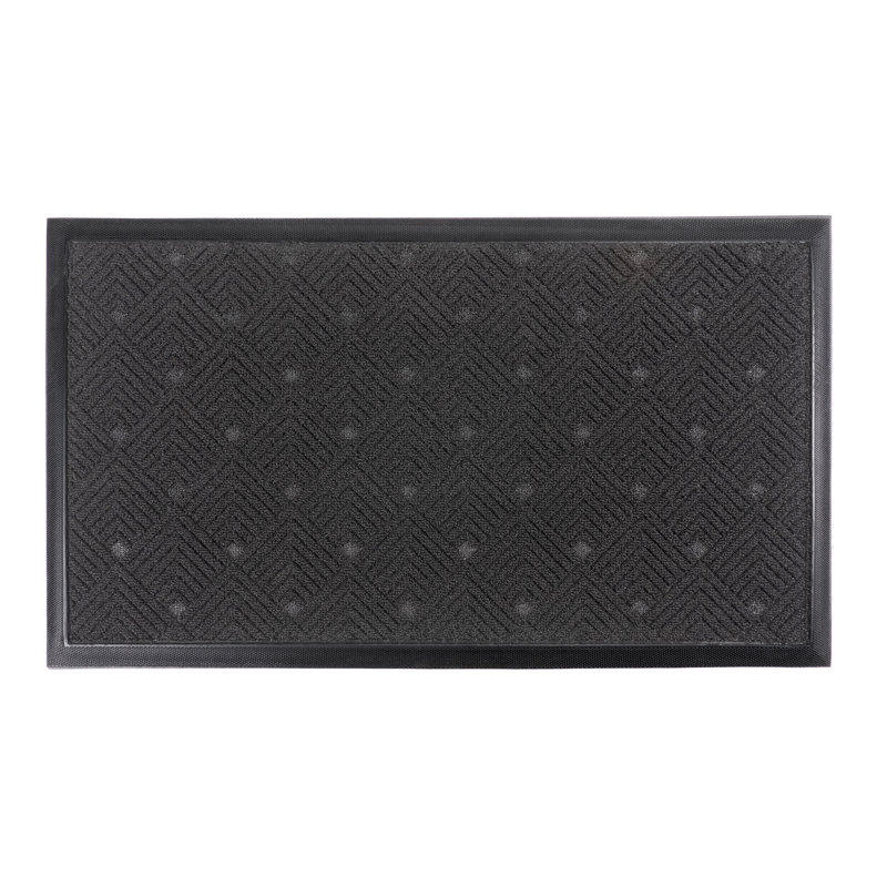 Ghi Non-Slip Geometric Indoor/Outdoor Doormat, Black