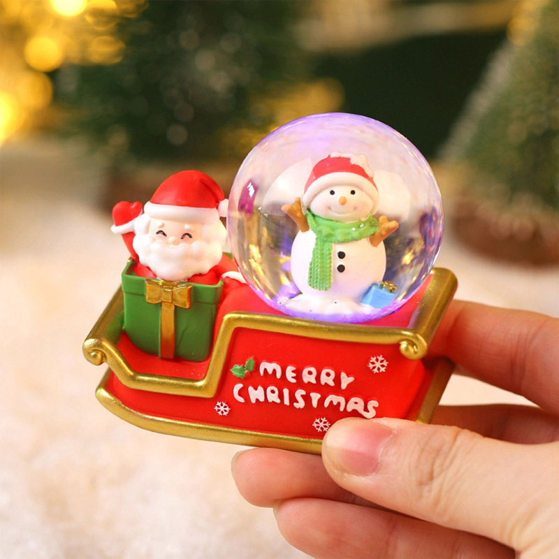Décoration de Noël sphère de neige de Noël - décoration de maison et de voiture festive avec élément lumineux - cadeau des Fêtes 100 ml