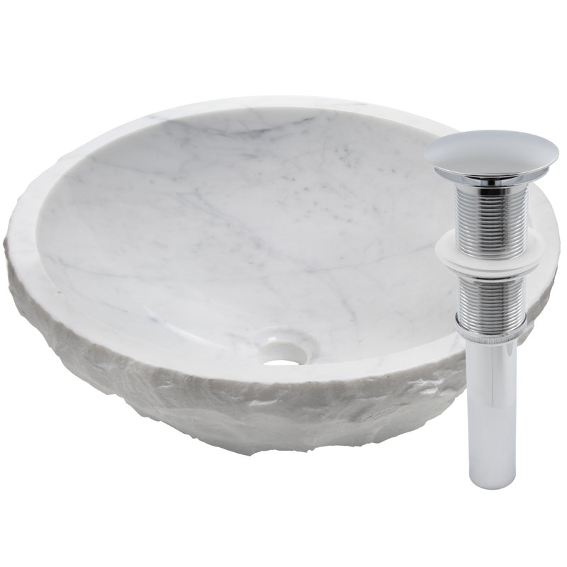 Novatto 17'' Marble Circular Bathroom Sink, Chrome