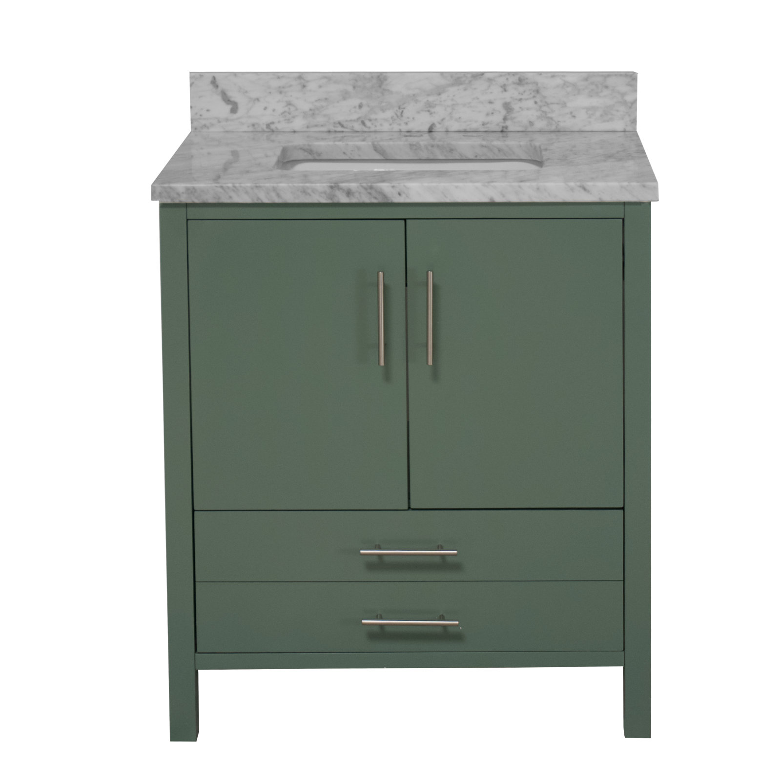 Kiara 30'' Single Bathroom Vanity, Sage Green, Carrara Marble