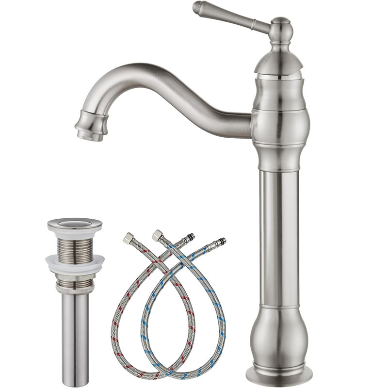 Single-handle Bathroom Faucet with Drain Assembly, Brushed Nickel