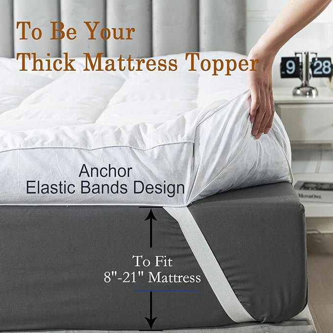 Surmatelas en plumes de 5 po, surmatelas en mousse viscoélastique, doublé épais, Lit simple