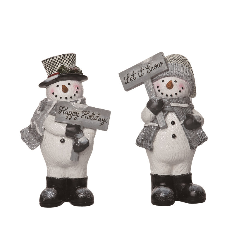  Ensemble de 2 décorations de Noël bonhomme de neige en résine