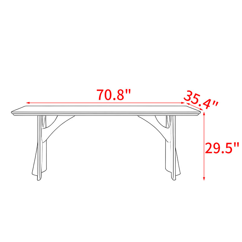 Ancient style solid wood rectangular dining table, 29.5"H x 70.8"L x 35.4"W