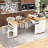 Extendable Kitchen Cart with Folding Top, Dining Table, Built-In Power Outlet and Locking Casters-1086563955
