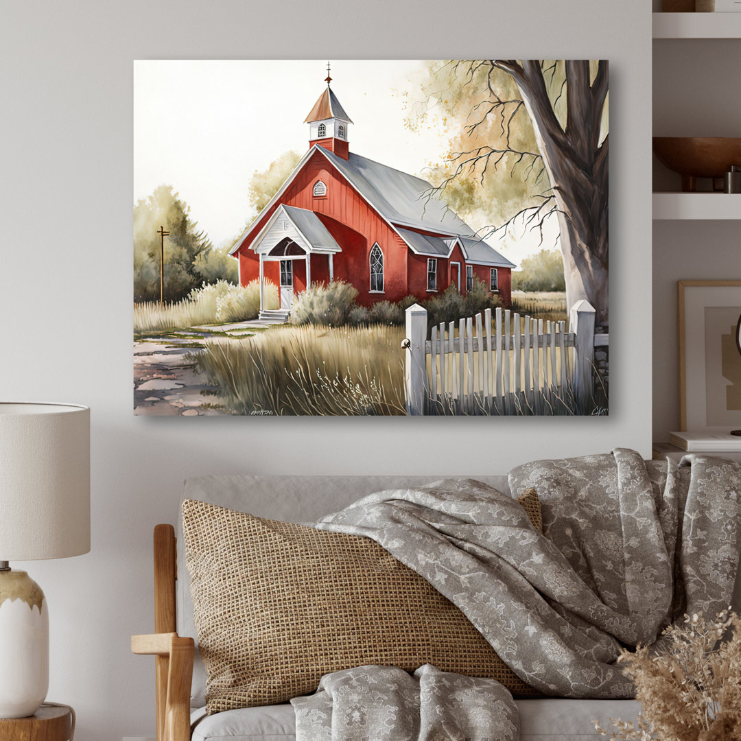 Monochome Yellow And Grey Farm V - Barn Farm Ranch Canvas Prints Red Barrel Studio® 