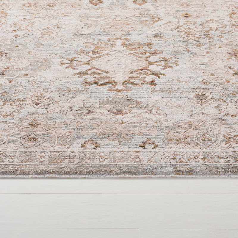 Oriental Area Rug in Taupe/Gray Blue, Rectangle 5' x 8'