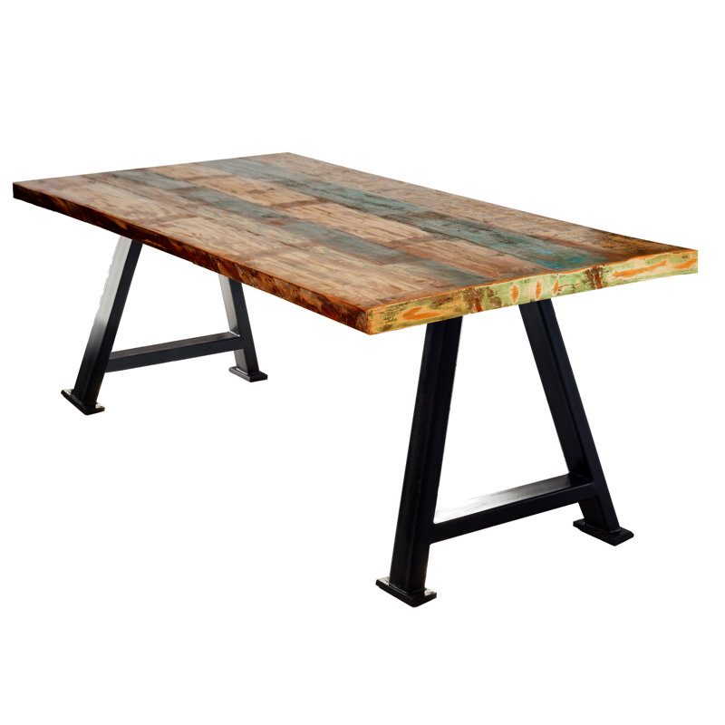 Huckleberry Rectangular Wood Top Dining Table with Steel Base, H75 x L240 x W100cm, Silver